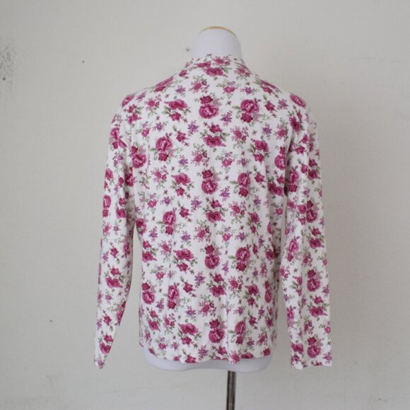 Vintage 90s Floral‎ Turtle Neck Cotton shirt | size M - Picture 3 of 10
